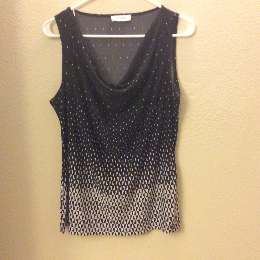 Black and white slouch neck sleeveless top - Picture 2 of 3